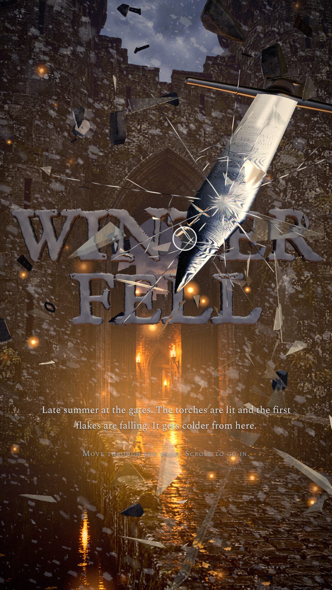 Reel frame at 0 seconds: the sword through the glass at the gates.